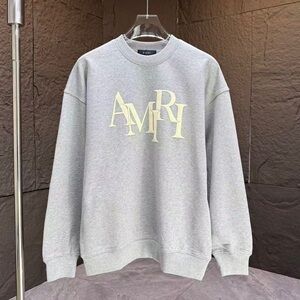 AMIRI Heather Gray Sweatshirt with Pale Yellow Logo